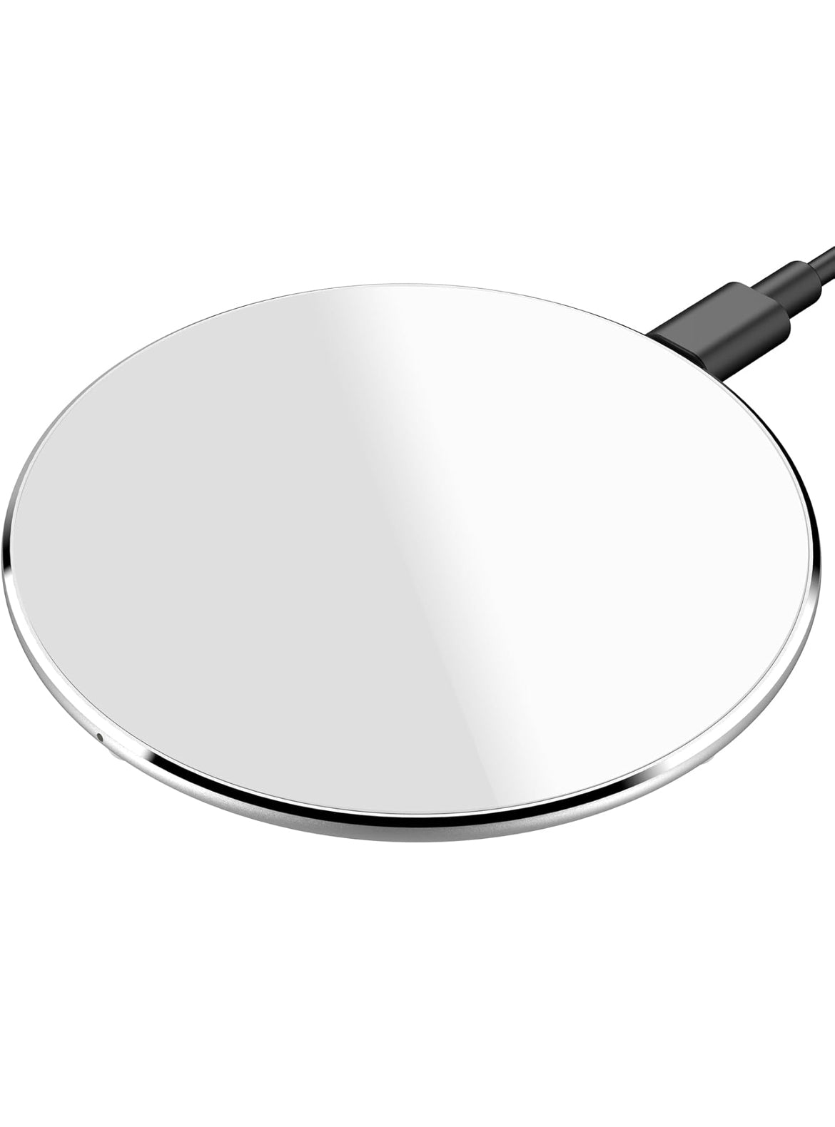 New Anti-Slip Wireless Charger 15W Max Fast Charging Pad Compatible w/ iPhone,Samsung Galaxy - White Silver