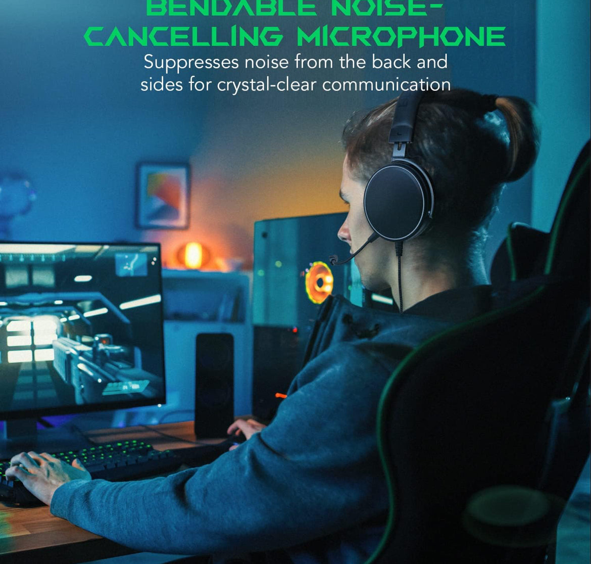 Black Shark Gaming Headset 7.1 Spatial Surround Sound, Detachable Noise Cancelling w/ 3.5 mm Audio Jack - NEW