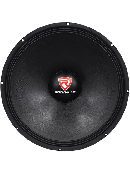 Rockville RVP18W8 1200 Watt 18" Rou DJ PA Subwoofer 8 Ohm, Hoë-Uitslag Woofer, Diep Bas, Duursame Konstruksie, vir Regstreekse Klank en Tuis teater
