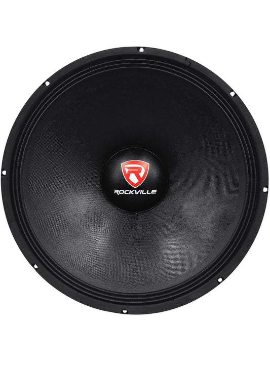 Rockville RVP18W8 1200 Watt 18" Rou DJ PA Subwoofer 8 Ohm, Hoë-Uitslag Woofer, Diep Bas, Duursame Konstruksie, vir Regstreekse Klank en Tuis teater