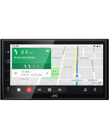 JVC KW-M56BT Apple CarPlay Android Auto Multimedia Speler met 6.8" Kapasitiewe Raakskerm, Bluetooth Oudio en Handsfree Oproepe, MP3 Speler, Dubbel DIN, 13-Band EQ, SiriusXM, AM/FM Motorradio