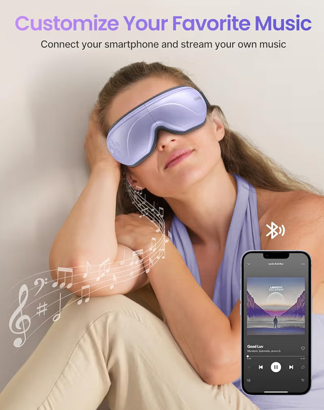 Eyeris 2 Eye Massager w/ Heat Face Massager, Heated Eye Mask for Improve Sleep - (Purple)