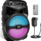 Rechargeable Outdoor Bluetooth Portable PA System 240W w/ 6.5” Subwoofer 1” Tweeter, Microphone In, Party Lights, MP3/USB, Radio, Remote