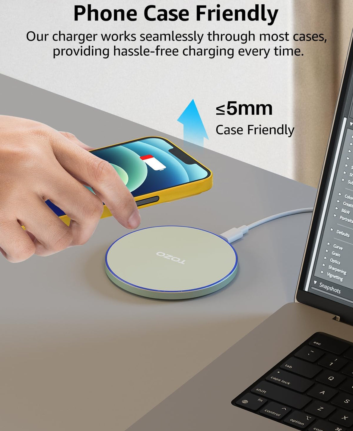 New Anti-Slip Wireless Charger 15W Max Fast Charging Pad Compatible w/ iPhone,Samsung Galaxy