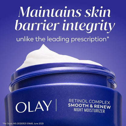 Olay Retinol Gesigbevogtiger, Gladslyp & Hernu Room vir Vroue, Sonder Reuk – Anti-Veroudering, Anti-Rimpel, Maak Fyn Lyne Glad, Verstrakking, Verheldering – Herwinbare Volhoubare Eko-Fles, Nie-Ghrieserig, 56 g