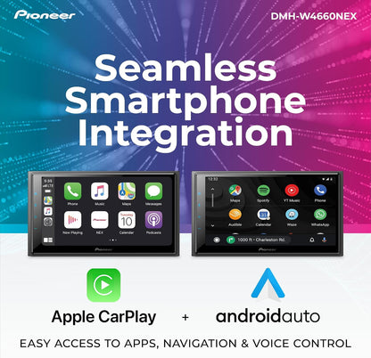 Pioneer DMH-W4660NEX 6.8" Capacitive Touchscreen Double Din Car Stereo
Digital Multimedia Receiver, Wireless CarPlay & Android Auto, Amazon Alexa, Bluetooth, HD Radio, Backup Cam, Hi-Volt RCA