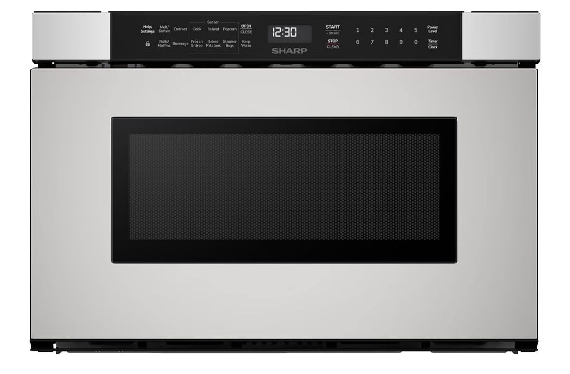 Sharp SMD2440JS 24 in. 1.2 cu. ft. Built-In Microwave Drawer Oven
950 Watt, Angled Touch Control Panel, Stainless Steel