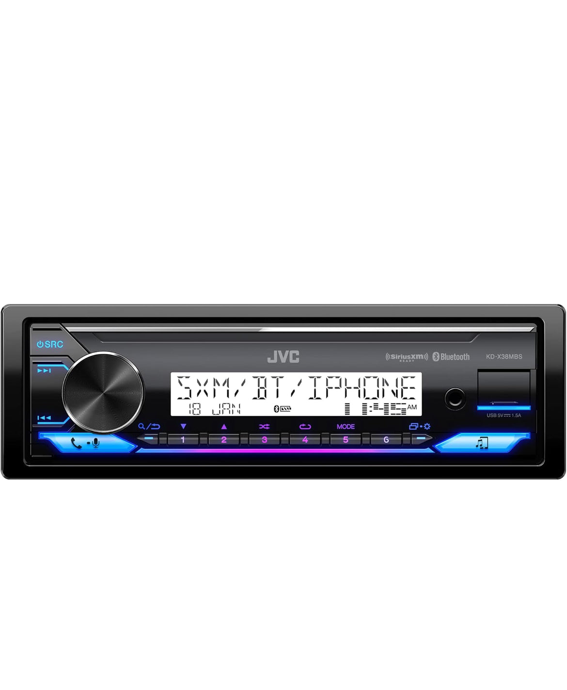 JVC KD-X38MBS Car & Marine Digital Media Receiver with Bluetooth, USB, SiriusXM Ready, Compatible with Amazon Alexa, Conformal Coated PCB