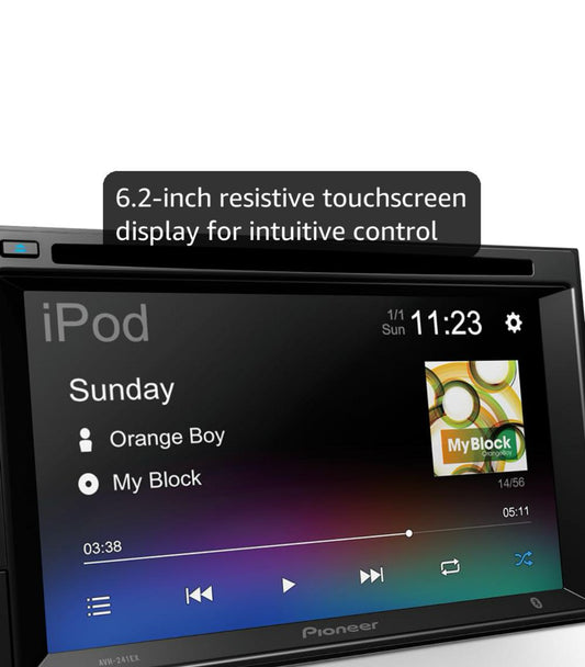 Pioneer AVH Series 6.2" Resistive Touchscreen Double Din Car Stereo DVD Multimedia Receiver, Bluetooth, Backup Camera Compatible, AM/FM Radio, USB, FLAC Playback, 13-Band EQ, 50W x 4 Preouts