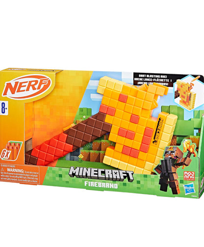 Nerf Minecraft Firebrand, Dart Blasting Axe, 6 Nerf Elite Foam Darts, Design Inspired by Minecraft Axe in The Game, Pull Down Priming, Minecraft Toys, Medium, Yellow