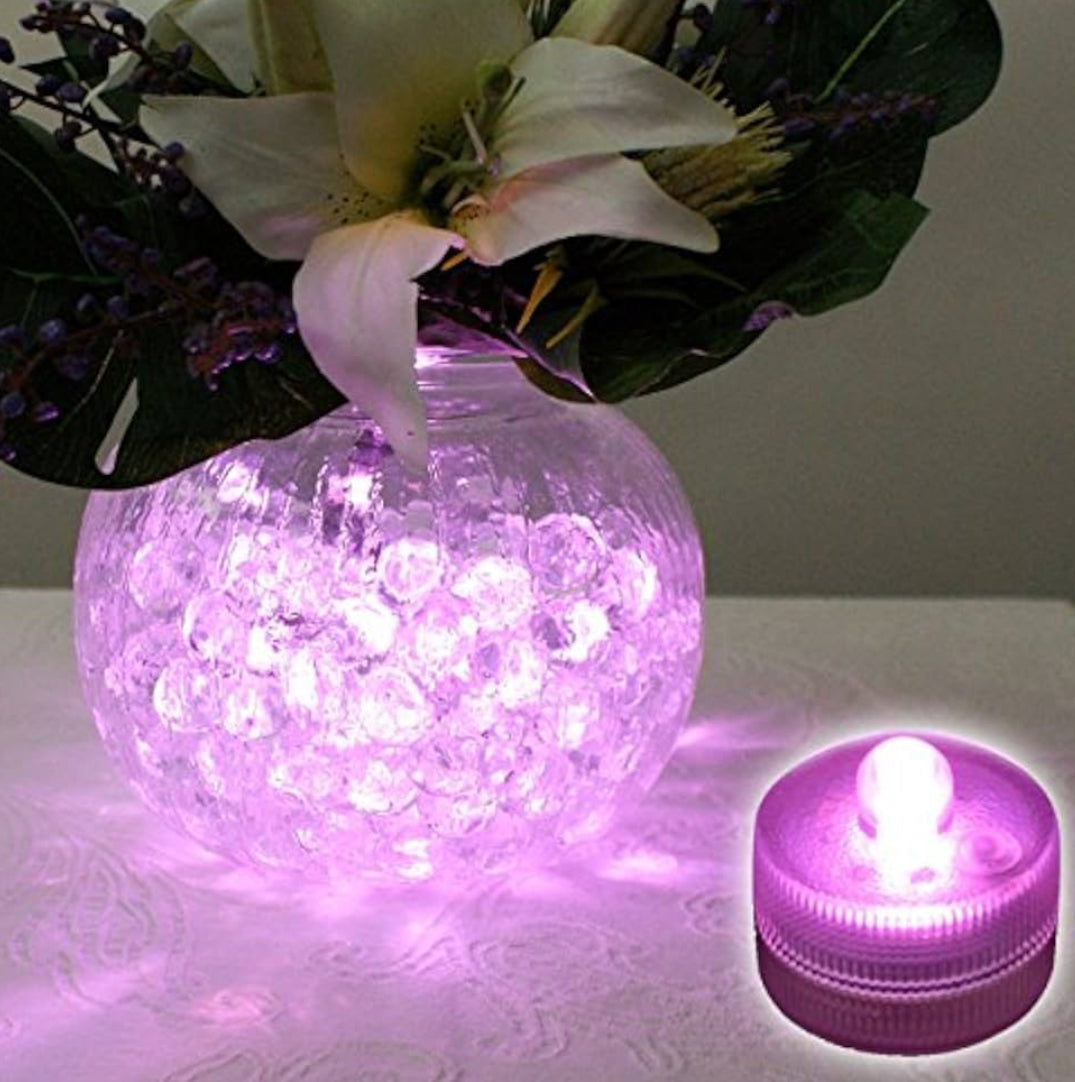 Submersible LED Lights Battery Powered Underwater Waterproof LED Tea Light Candles for Events Decor Lighting - (Pink)