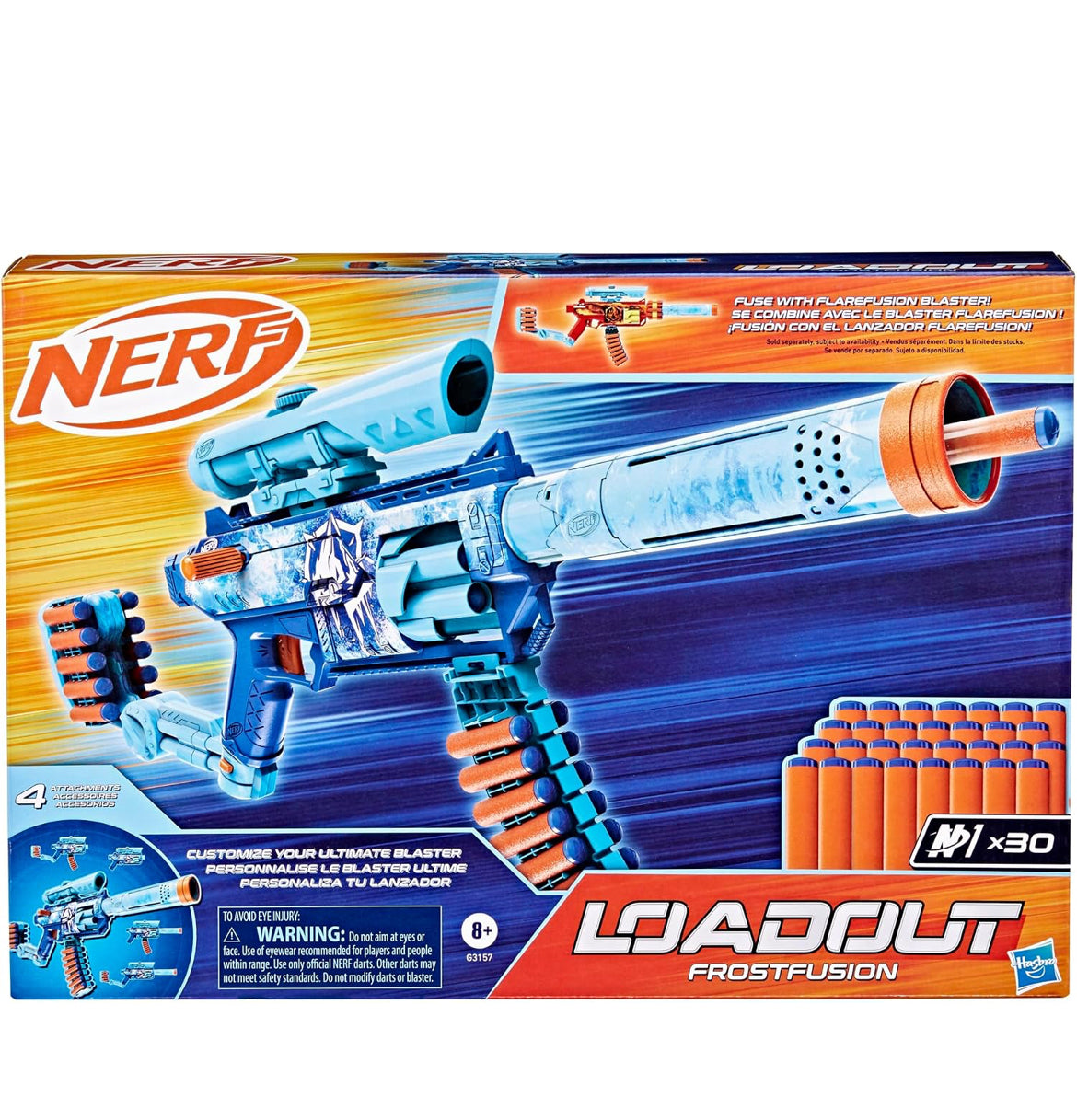 Nerf Loadout FrostFusion Blaster, 4 Interchangeable Attachment Accessories, 30 Nerf N1 Darts, Kids Toys & Gifts, Ages 8+