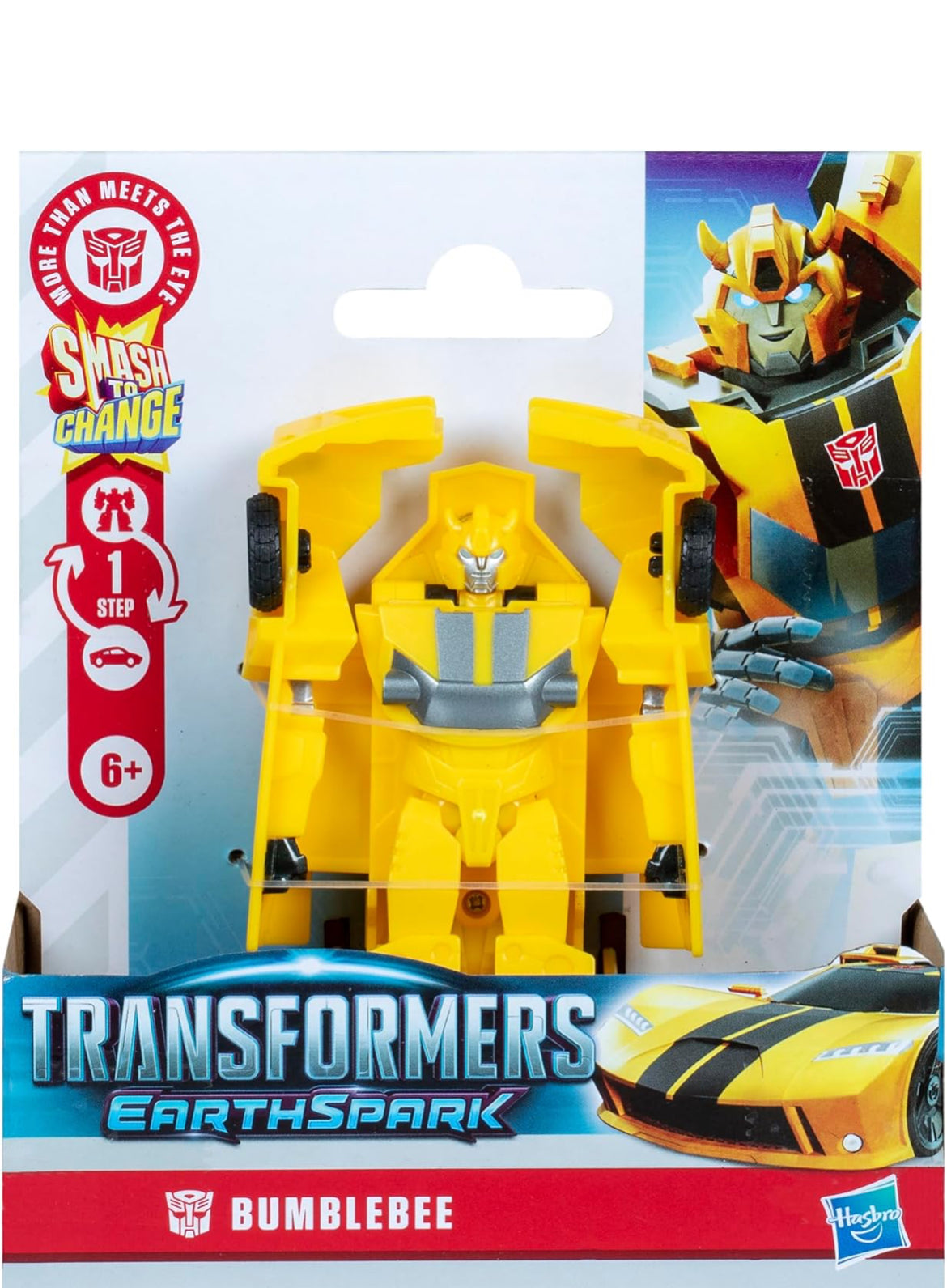 Transformers EarthSpark 1-Step Smash Changers Bumblebee 4-Inch Action Figure, Robot Toys for Boys and Girls 6 and Up