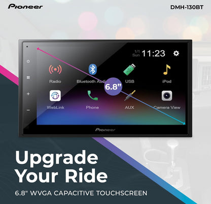 Pioneer DMH-130BT 6.8" Capacitive Touchscreen Double Din Car Stereo
Digital Multimedia Receiver, Bluetooth, Backup Camera, USB, FLAC, AM/FM, Short Chassis, 50W x 4 Output, Steering Wheel Input