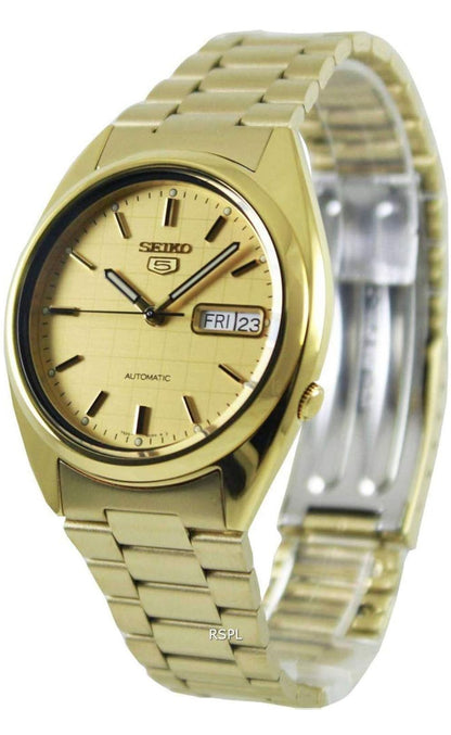 Seiko 5 Outomatiese Vlekvrye Staalhorlosie - Champagne op Goud