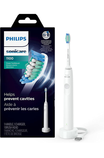 PHILIPS Sonicare 1100 Krag Tandeborsel, Herlaaibare Elektriese Tandeborsel (Wit Grys) HX3641/02