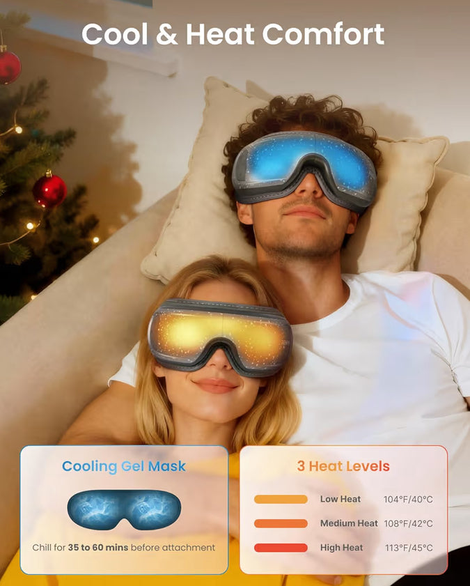Limited Edition Eye Massager w/ Heat and Cooling Eyeris 3 Voice Control, Eye Care Sleep Mask - Silver