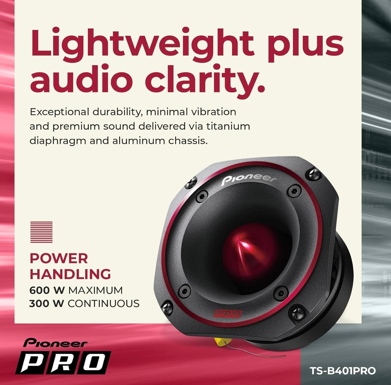 Pioneer TS-B401PRO, Motorluidsprekers, Volreeks, Duidelike Klankgehalte, Maklike Installasie en Verbeterde Bassweergawe, 4 duim Luidsprekers