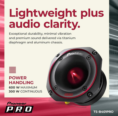 Pioneer TS-B401PRO, Motorluidsprekers, Volreeks, Duidelike Klankgehalte, Maklike Installasie en Verbeterde Bassweergawe, 4 duim Luidsprekers