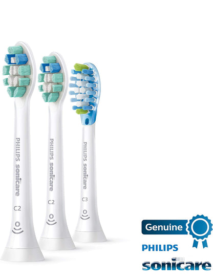 Philips Sonicare Egte Tandeborselkop Verskeidenheidpak, C3 Premium Plaque Control en C2 Optimal Control, 3 Borselkoppe - Wit