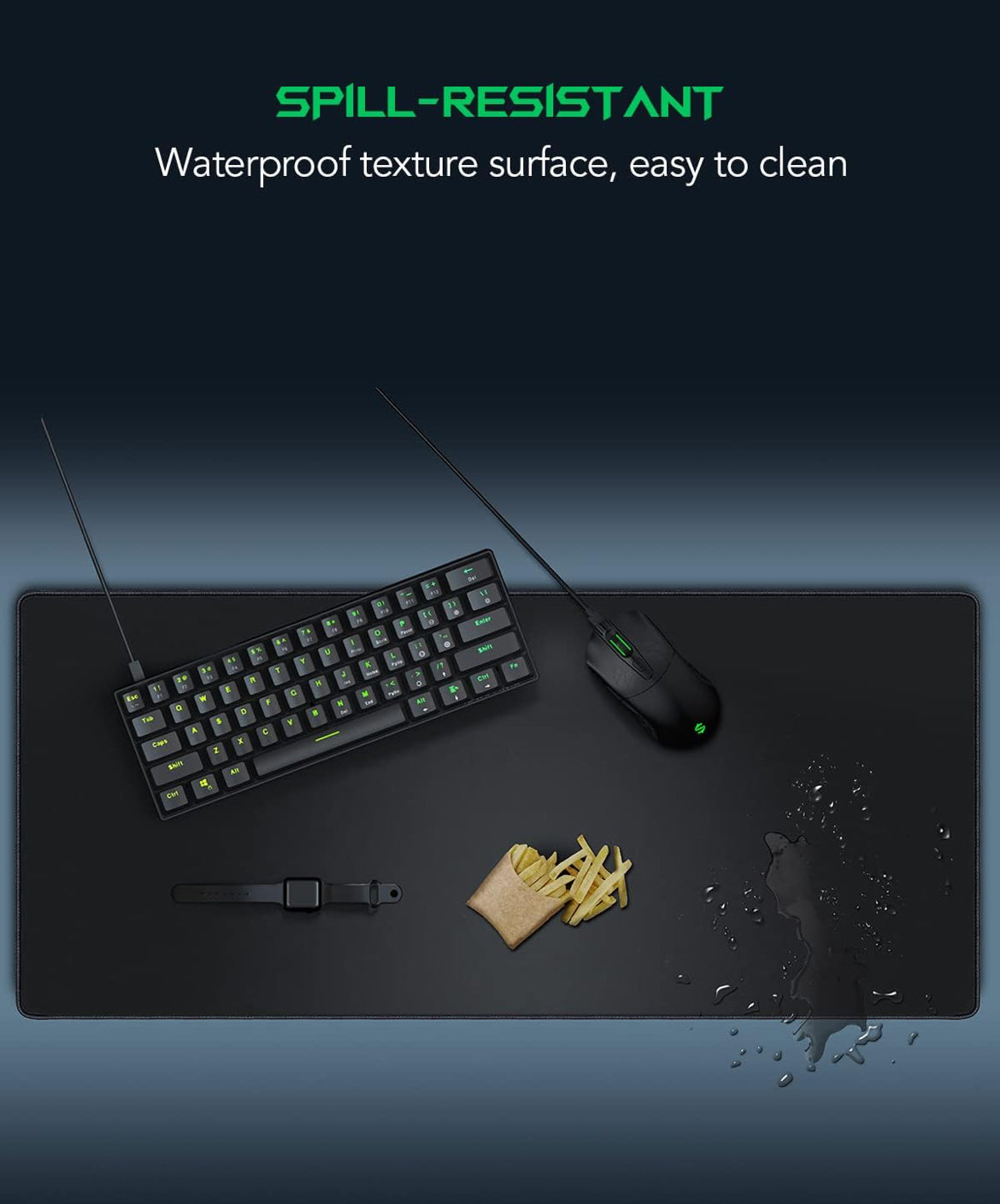 Black Shark Gaming Mouse Pad Desk Mat (35.4" × 15.8" × 0.15") Thick Extended Anti-Fray Stitched Edges