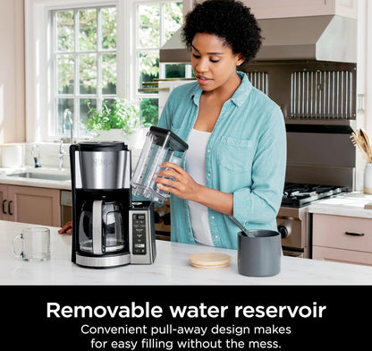 Ninja 12-Koppie Programmeerbare Koffiemaker 60oz Waterreservoir, Vertraagde Brou-funksie - Swart/Vlekvrye Staal