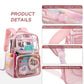 Clear Backpack for Girls Women Transparent Kids Elementary College School Bag Travel Laptop Backpacks Large Bookbags (Pink)