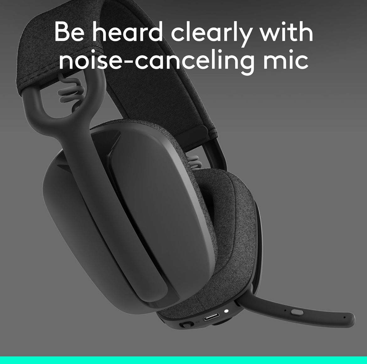 Logitech Zone Vibe 100 Liggewig Draadlose Oor-oor-koptelefoon met Geraasdempende Mikrofoon, Gevorderde Multipoint Bluetooth-koptelefoon, Werk met Teams, Google Meet, Zoom, Mac/PC - Grafiet