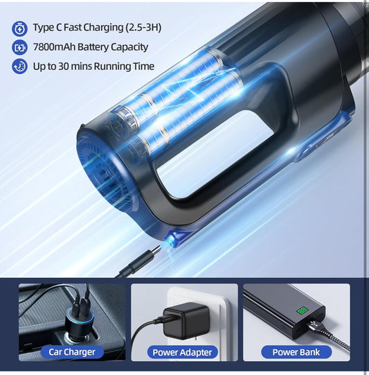 Car Vacuum Portable Cordless, 18000Pa 2 in 1 Vacuum Cleaner&  Air Duster