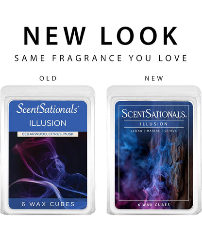 Scentsationals Wax Melts, Wax Cubes Strong Scent - Illusion - Long Lasting Scented Melts for Warmer, 10oz (Pack of 4)