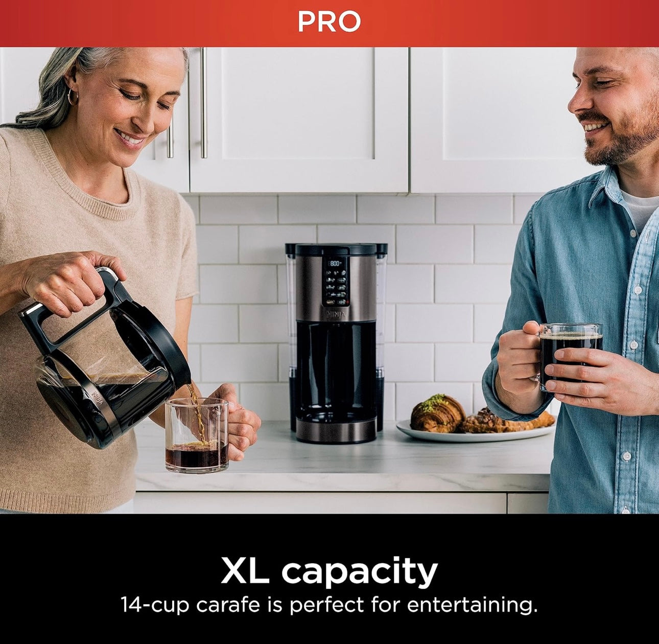 Ninja | Coffee Maker 14-Cup Glass Carafe Programmable - Includes Adjustable Warming Plate - Black Stainless Steel