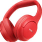 Hybrid Active Noise Cancelling Headphones, Wireless Over Ear Bluetooth, 40H Playtime, Hi-Res Audio Custom EQ, Comfort Fit Ear Cups (Red)