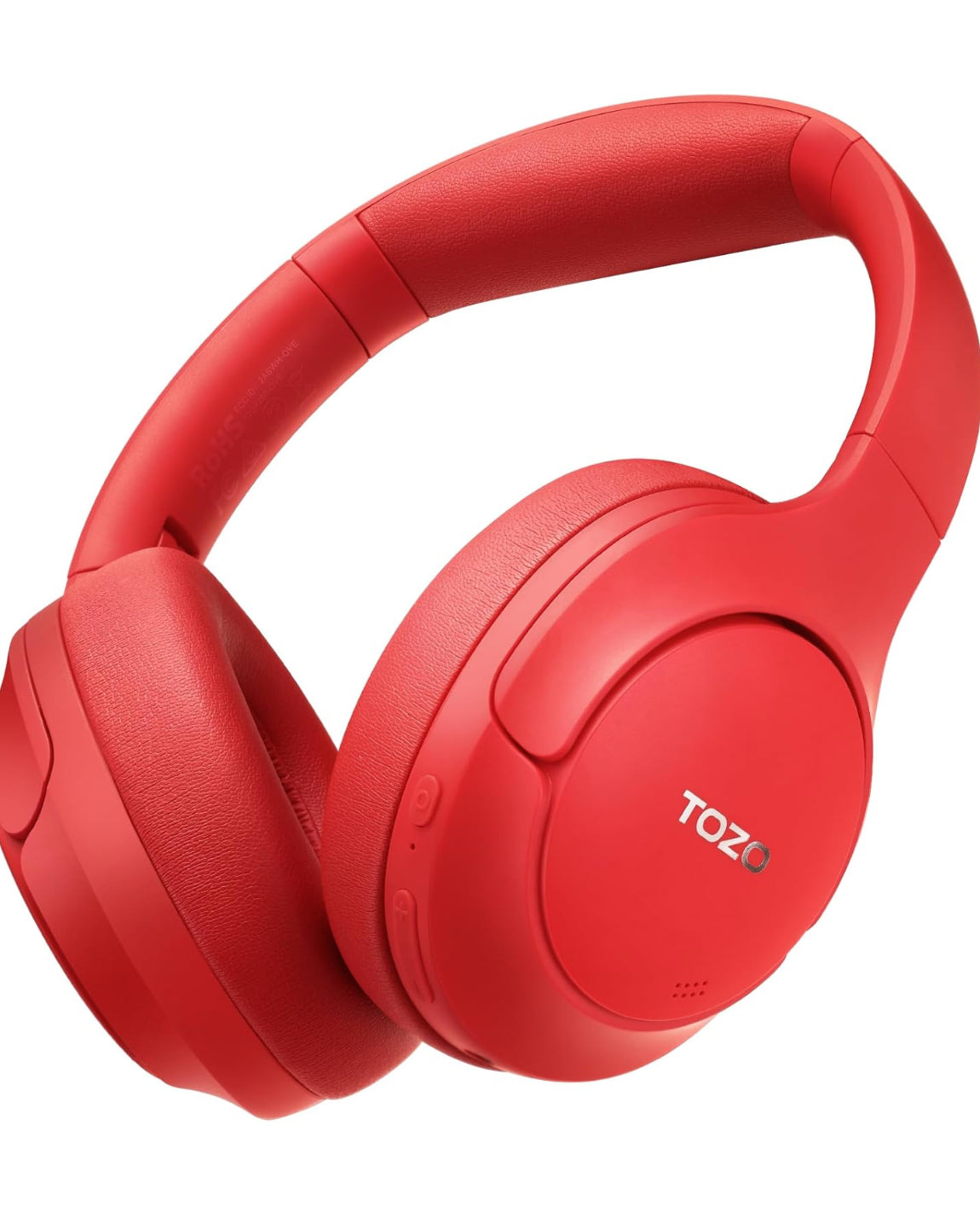 Hybrid Active Noise Cancelling Headphones, Wireless Over Ear Bluetooth, 40H Playtime, Hi-Res Audio Custom EQ, Comfort Fit Ear Cups (Red)