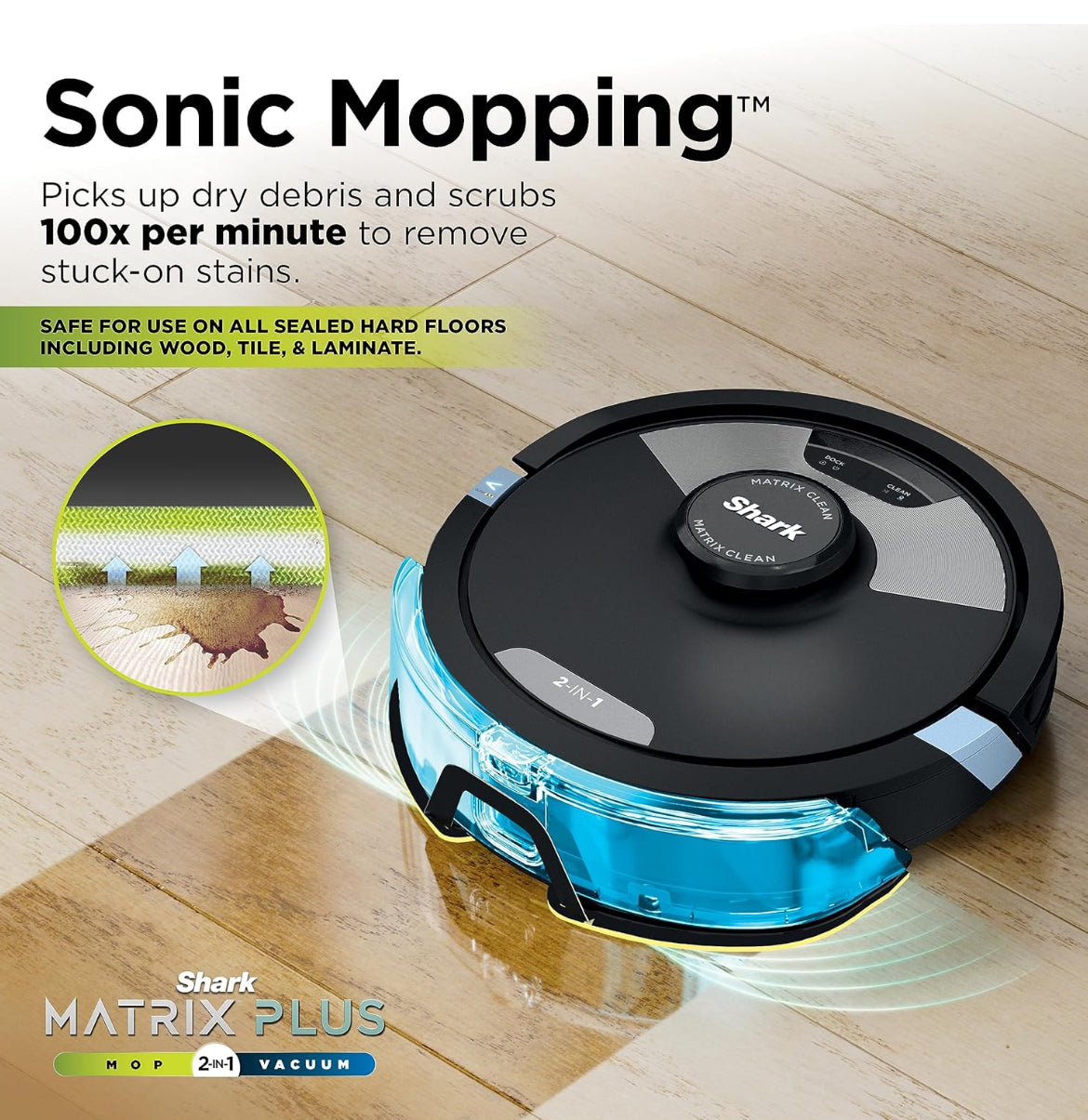 Shark Matrix Plus 2in1 Robot Vacuum & Mop with Sonic Mopping, Matrix Clean - WIFI
