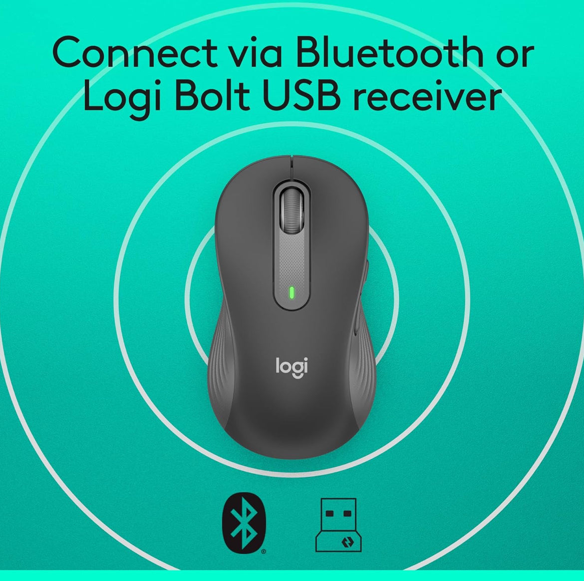 Logitech Signature M650 L Links (Grafiet) - Opties - Draadloos - Bluetooth/Radiofrekwensie - Grafiet - USB - 2000 dpi - Rolwiel - 5 Knoppies - 5 Programmeerbare Knoppies - Groot Hand/Palm Grootte -