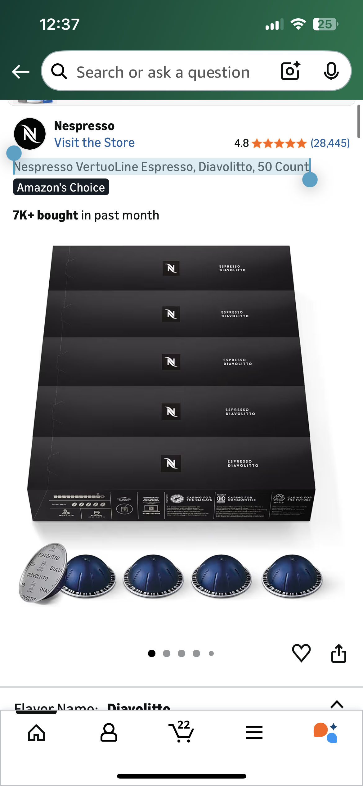 Nespresso Vertuo Line Espresso, Diavolitto (50 ST)