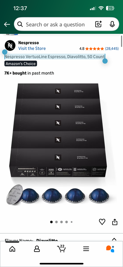 Nespresso Vertuo Line Espresso, Diavolitto (50 ST)