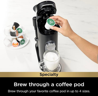 Ninja-koffiemaker Enkelbediening Brou met Koffiekapsules en Gemaalde Koffie Versoenbaar met K-Cup-koffiekapsules - Swart (PB051)