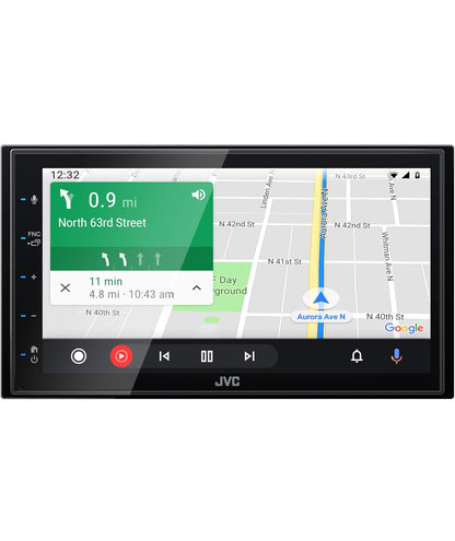 JVC KW-M560BT Apple CarPlay Android Auto Multimedia Speler met 6.8" Kapasitiewe Raakskerm, Bluetooth Oudio en Handsfree Oproepe, MP3-Speler, Dubbel DIN, 13-Band EQ, SiriusXM, AM/FM Motorradio