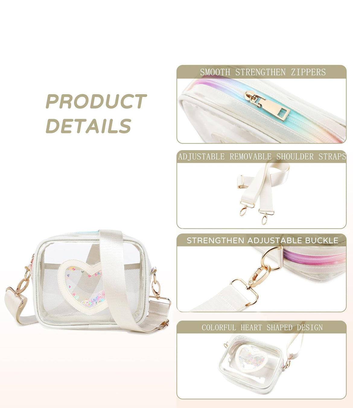 Clear Crossbody Bag for Women Girls Kids Purse Toddlers Shoulder Messenger Handbags Transparent Bags Wallet Pouch