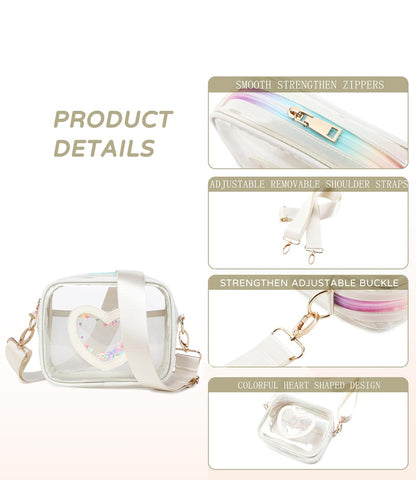 Clear Crossbody Bag for Women Girls Kids Purse Toddlers Shoulder Messenger Handbags Transparent Bags Wallet Pouch