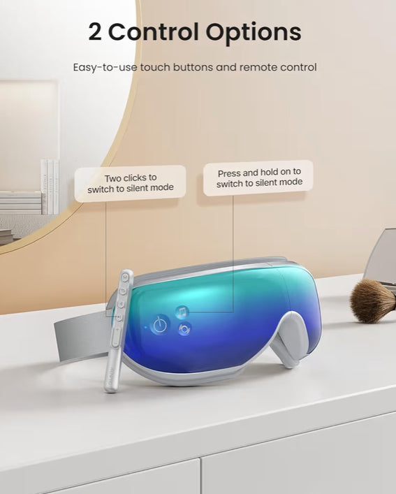 New Eyeris 1 Eye Massager w/ Remote Sleep Mask with Heat Compression, Headache Massager for Strain Migraine Relief Stye Eye