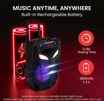Draagbare Bluetooth-luidsprekerstelsel Harde 800W 12" Subwoofer, En Koordlose Mik, PA-luidspreker Is Koordloos En Sluit Wiele & 4 Uur Batterylewe in