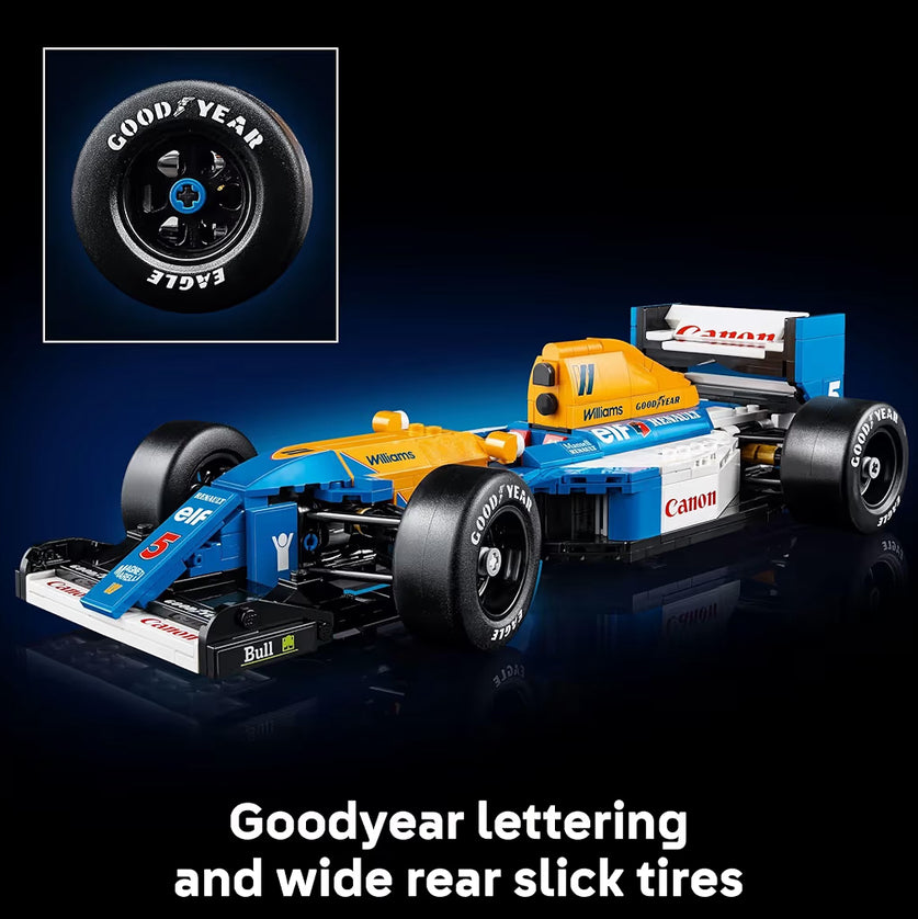 LEGO Icons Williams Racing & Nigel Mansell F1 Modelmotorstel - Boustel F1 selfdoenhandwerk vir Vertoon