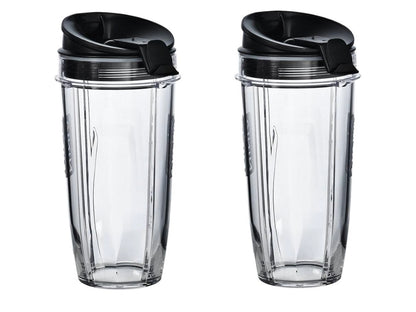 Nutri Ninja 24-Ons BPA-vrye Tritan-beker met Tuitdeksel, 2-pak, XSK2424, Versoenbaar met: BL45x/BL48x/BL49x/BL64x/BL68x/BN4xx/BN75x/BN8xx/BR6xx/ SS1xx/SS15x/SS3xx/SS4xx/CB1xx/CB3xx/CB4xx/TB3xx/TB4xx