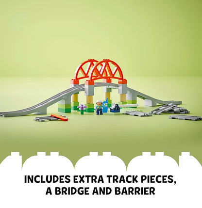 LEGO DUPLO Dorp Treinbrug en Spooruitbreidingstel - 10 Ekstra Stukke Treinspore - Voorskoolse en Peuter Treinstel