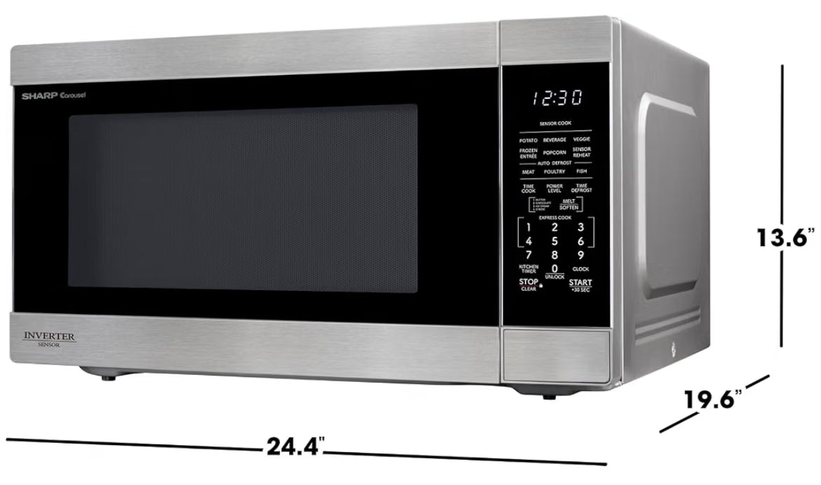 Sharp SMC2266KS 2.2 cu. ft. 1200W Stainless Steel Countertop Microwave Oven
Stainless Steel, Removable 16.5" Carousel Turntable