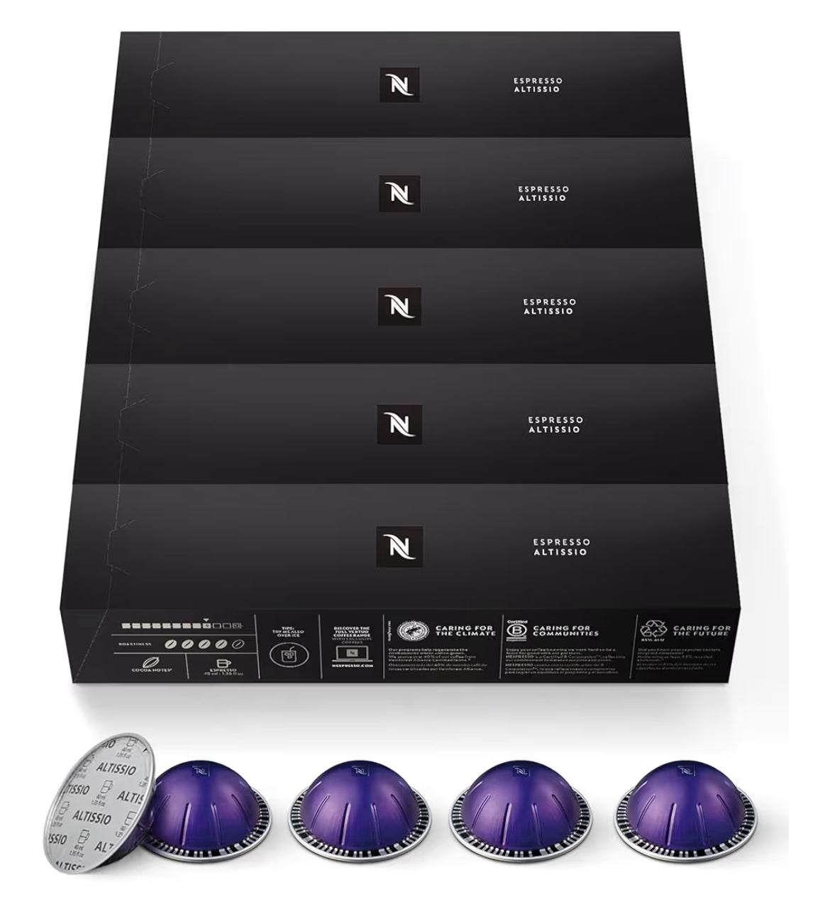 Nespresso Vertuo Kapsules, Altissio, Medium-geroosterde Espresso Koffie - 50 STK Espresso Peule, Brout (1.35oz.)