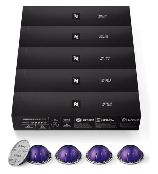 Nespresso Capsules Vertuo, Altissio, Medium Roast Espresso Coffee - 50 CT Espresso Pods, Brews (1.35oz.)