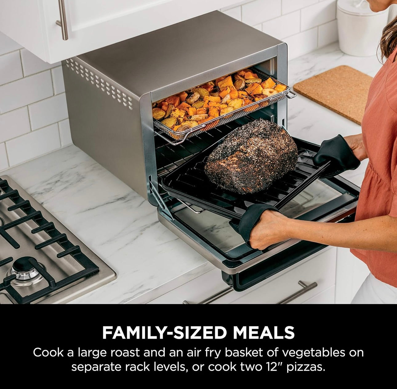 Ninja Air Fryer and Toaster Oven, Foodi Series, XL Pro Air Oven Kitchen Countertop Convection, 10-in-1 Functions - 1800 Watts Stainless Steel (DT201)